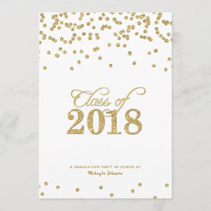 Klassen guld Polka-dots Glitter 2018 Party Inbjudningar