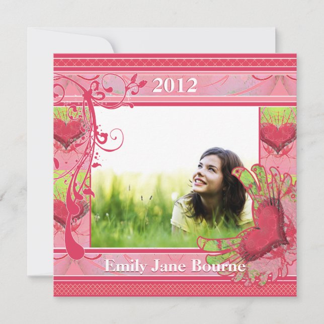 Klassen Hearts & Swirls Studenten Bild 2012 Meddelande (Framsida)