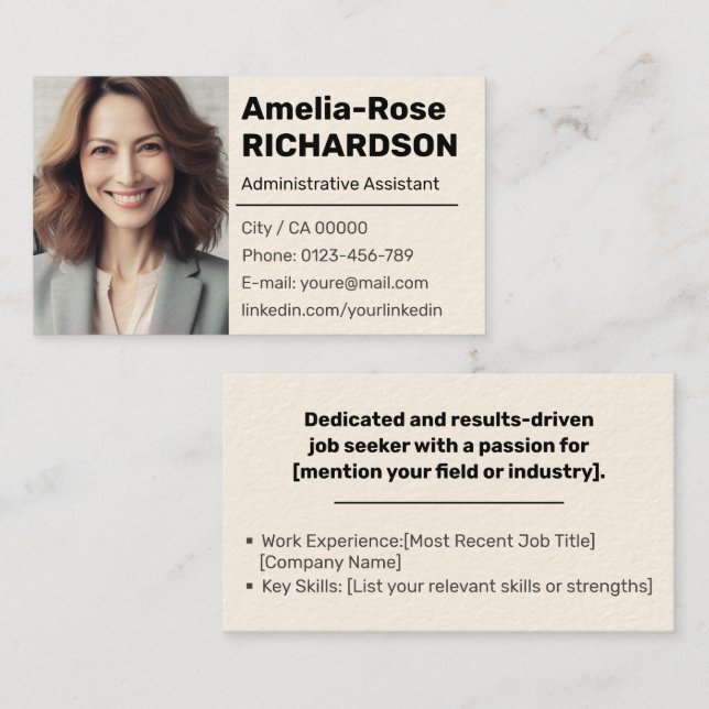 Klassen Klassen Klassisk jobbsökning Minimal Plain Visitkort (Fram/baksida)