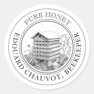 Klassen Local Honung Vintage Burk Lid (Bee Hive) Runt Klistermärke
