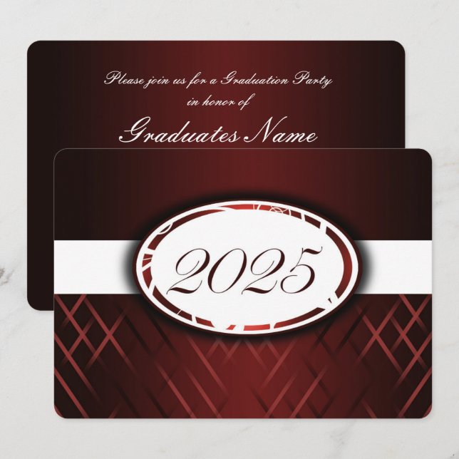 Klassen Maron och White 2025 Party Inbjudningar (Fram/baksida)