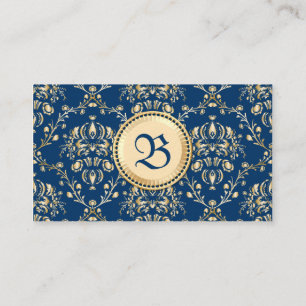 Klassen Medieval Monogram Guld Midnattsblått Visitkort
