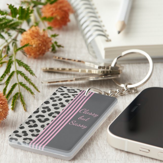 Klassen men Sassy Leopard Skriv ut nyckelkedjan (Högra Framsidan)