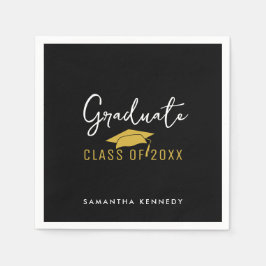 Klassen Modern Black & Guld 2025 Studentmössa Pappersservett