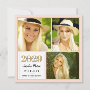 Klassen och Guld Photo Collage Studenten Inbjudningar