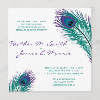 Klassen Peacock Wedding bjudande Inbjudningar