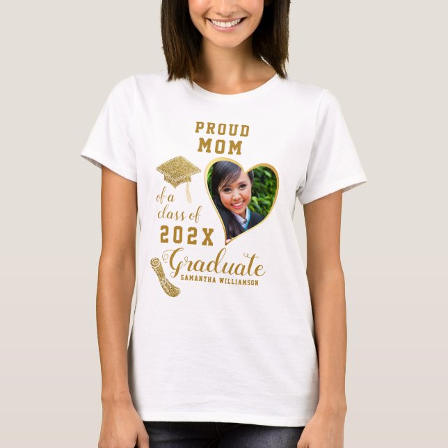 Klassen Photo White Guld Proud Mamma från 2023 Stu T Shirt (Framsida)