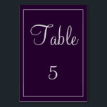 Klassen Plum och Silver Bordsnummer<br><div class="desc">Ett bord-klasskort som verkligen är fantastisk,  det här objektet visar en plommon- och silver-design som är enkel att fylla i mallar. Texten kan anpassas såväl som färg på bord-kortet och kvadraten. Anpassa din i dag!</div>