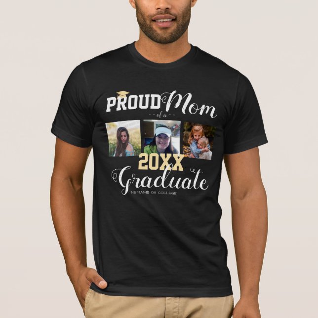 Klassen Proud Mamma i Grad Cap T-Shirt (Framsida)