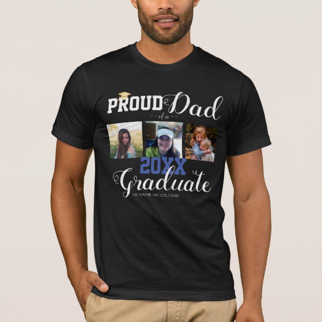 Klassen Proud Pappa i Grad Cap T-Shirt (Framsida)