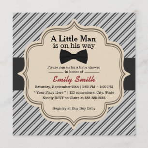 Klassen Rand Bow Tie Little Man Baby Shower Inbjudningar