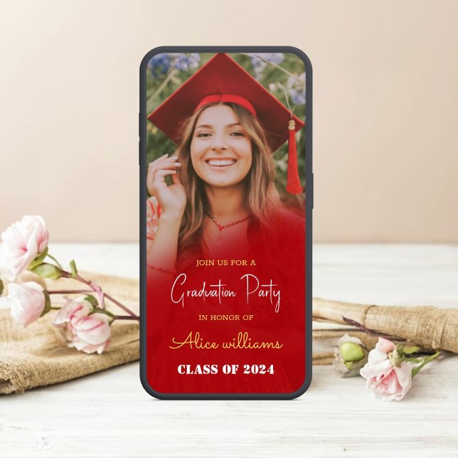 Klassen Red Boho Studenten 2024 Inbjudningar (Graduation Vibes: Boho Style for 2024)