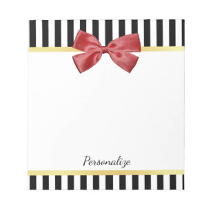 Klassen Red Bow Black and White Rand med Namn Anteckningsblock