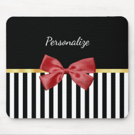 Klassen Red Bow Black and White Rand med Namn Musmatta