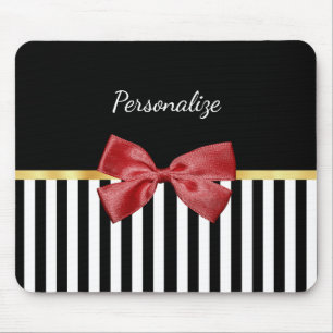 Klassen Red Bow Black and White Rand med Namn Musmatta