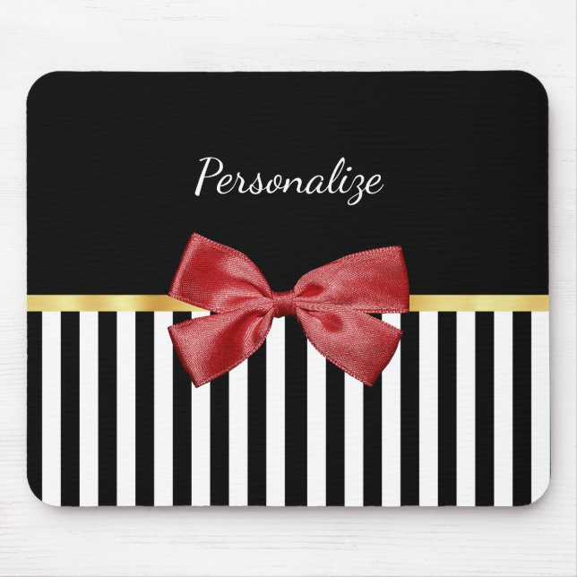 Klassen Red Bow Black and White Rand med Namn Musmatta (Framsidan)
