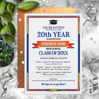 Klassen Reunion Färg i Klass Classic Stil Inbjudningar