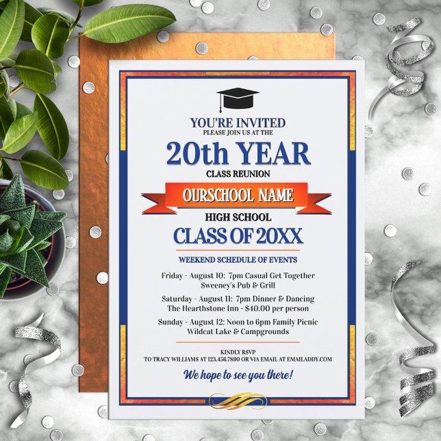 Klassen Reunion Färg i Klass Classic Stil Inbjudningar (Skapare uppladdad)