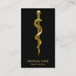 Klassen Rod of Asclepius Medical Guld on Black Visitkort