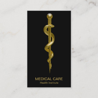 Klassen Rod of Asclepius Medical Guld on Black Visitkort
