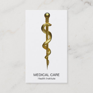 Klassen Rod of Asclepius Medical Guld on White Visitkort