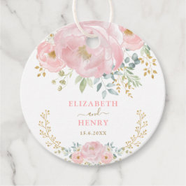 Klassen  Rosa Guld Flower Peony Bröllop Gåvor Etiketter