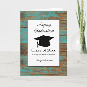 Klassen Rustic Teal Wood 2024 Studenten Kort