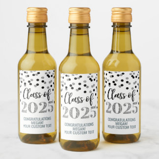 Klassen Silver Black Glitter 2025 Studenten Vinetikett