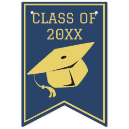 Klassen Snyggt Guld på marinblått Studentfest Vimplar