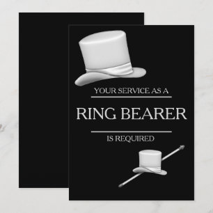 Klassen Snyggt Silver Top hat Ring Bearer Inbjudningar