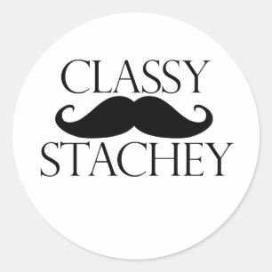 Klassen Stache Mustache Runt Klistermärke