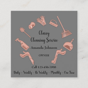 Klassen Städning Service Guld Logotyp Maid House Fyrkantigt Visitkort