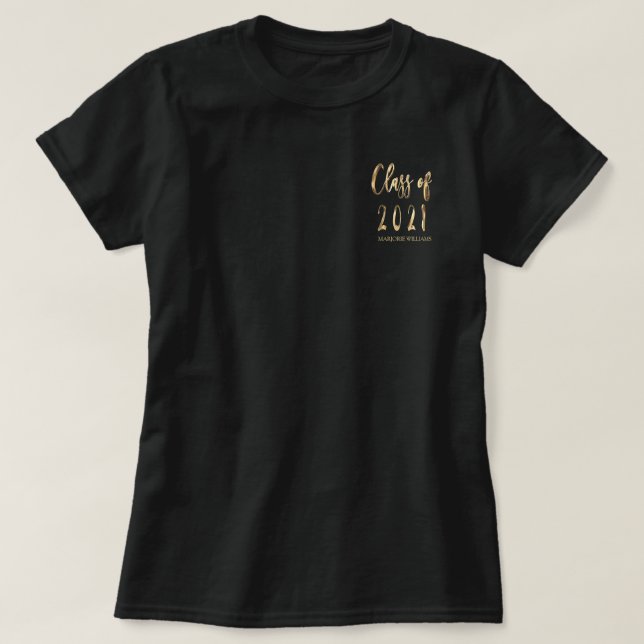 Klassen student Namn Faux Guld Brown 2021 T Shirt (Design framsida)