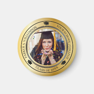 Klassen studenten Photo Guld Tone Grad Cap år Magnet
