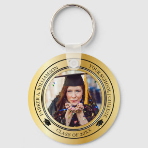 Klassen studenten Photo Guld Tone Grad Cap år Nyckelring