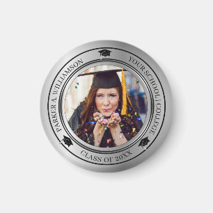 Klassen studenten Photo Silver Tone Grad Cap år Magnet