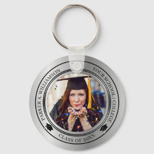 Klassen studenten Photo Silver Tone Grad Cap år Nyckelring