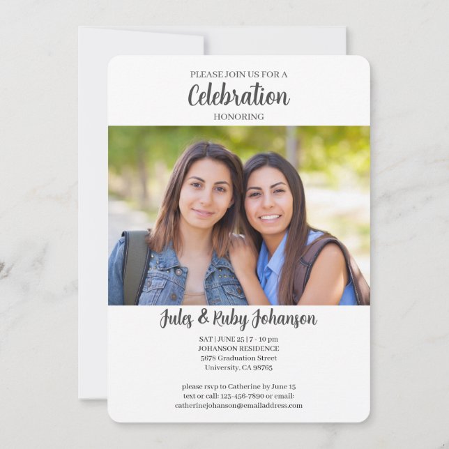 Klassen Twin Studenten på 2022 Filmtema Photo Inv Inbjudningar (Baksida)