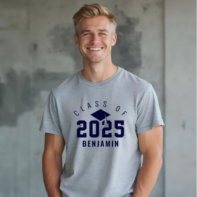 Klassen Varsity Stil Student för 2022 års anpassad T Shirt (Varsity Style Graduate Class of 2022 Custom Name Tri-Blend Shirt)