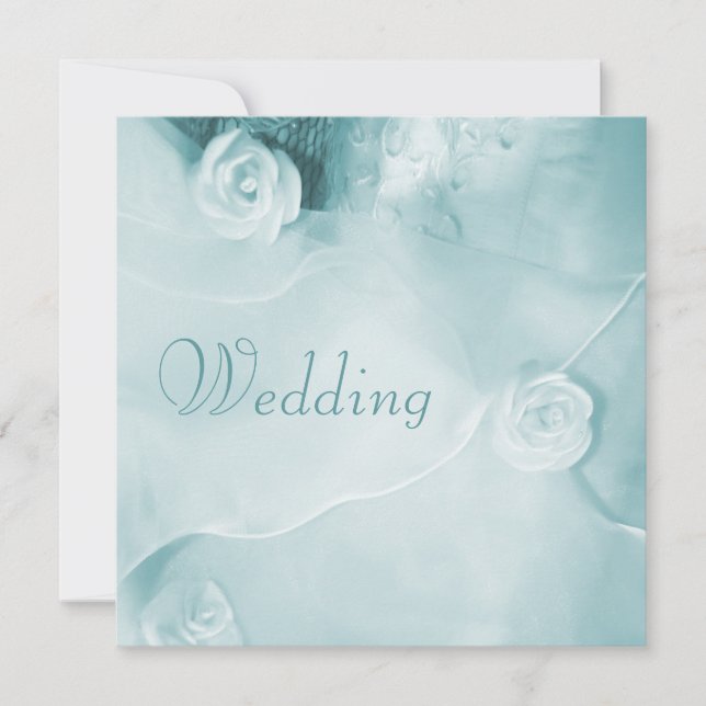 Klassen Vintage Teal Bröllop Gown Bröllop Inbjudningar (Framsida)