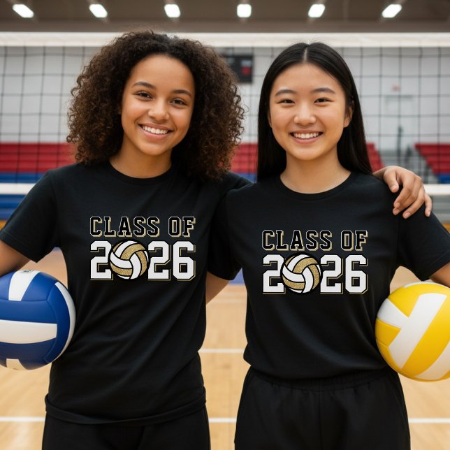 Klassen Volleyball Team Roster Studenten i Guld T Shirt (Volleyball Team Roster Graduation Class Of Gold T-Shirt
)