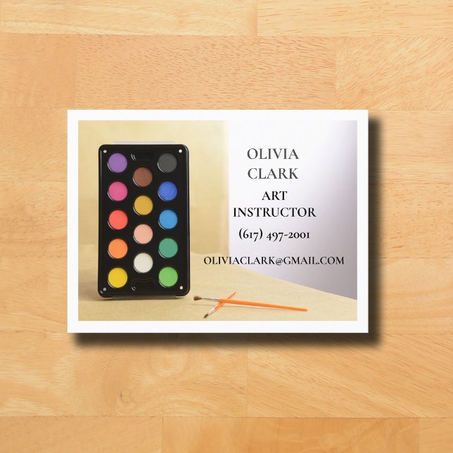 Klassen White Art Teacher Tutor Educator Art Visitkort (Art Teacher Business Card White )