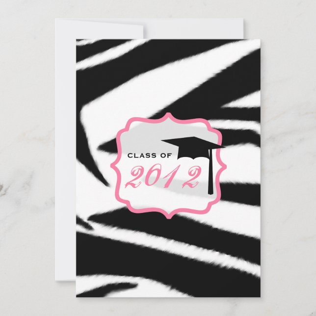 Klassen Zebra tryck och Rosa i Studenten 2012 Inbjudningar (Framsida)