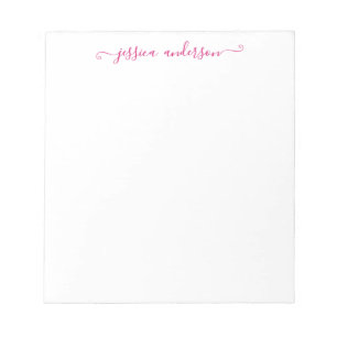 Klassens Magenta Elegant Rosa Feminine Girly-skrip Anteckningsblock