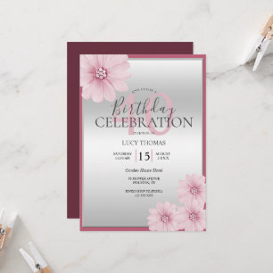 Klassens Rosa Flower Dekoration Birthday Inbjudningar