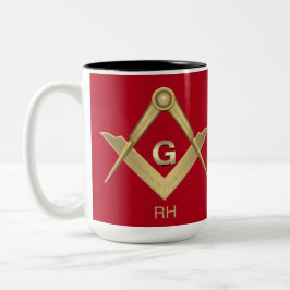 Klassfyrkantig och kompass monogrammed 2-ton Kaffe Två-Tonad Mugg