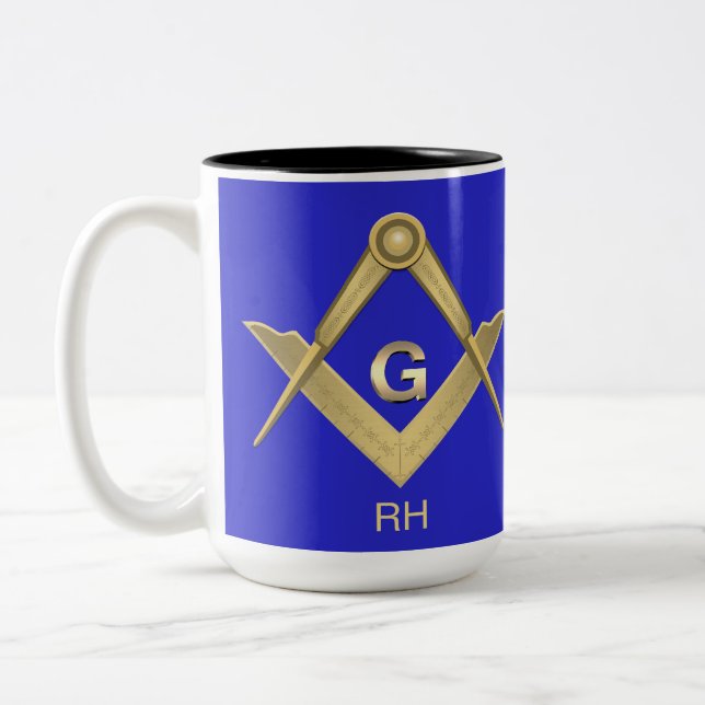 Klassfyrkantig och kompass monogrammed Mugg (Vänster)