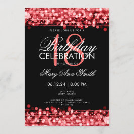 Klassi 18:e Födelsedagsfesten Sparkles Red Inbjudningar