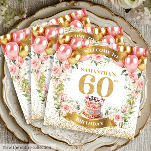 Klassi 60:e födelsedagstidningen Napkins Boho-Blom Pappersservett