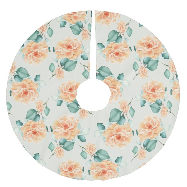 Klassi-Blommönster Julgransmatta Borstad Polyester (Framsidan)